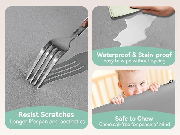 BIOBY Baby Vegan Leather Play Mat, 50"x 50", For Floor Mat Playpen Mat, Thickened High-Density Foam Playmats for Babies and Toddlers - Extra Soft and Resilient, Easy to Wipe Clean, Grey