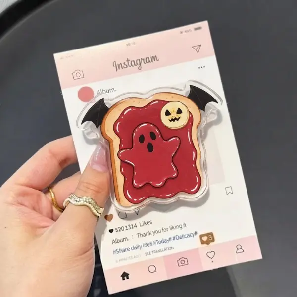 Ghost Toast MagSafe Phone Grip, Kawaii Spooky Griptok, Cute Breakfast Ghost Phone Stand, Creepy-Cute Foodie Accessory, Trendy Gift