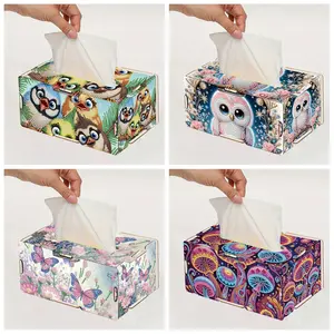 1pc DIY Animals Diamond Painting Tissue Boxes Kit, Wood Material Crystal Rhinestone Diamond Art Tissue Holder for Living Room, Dining Room Table Decor, Gift for Friends and Family, Suitable for Birthday, Wedding, Valentine's Day, Christmas, New Year Party