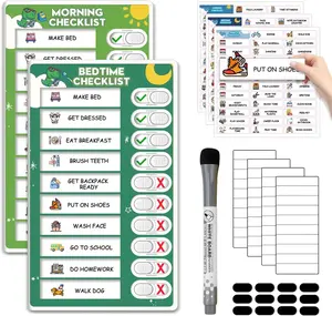 Easter Gift Magnetic Slider Morning & Bedtime Routine Chart for Kids – Dry Erase Chore & Visual Schedule for 2 Children, Autism-Friendly"