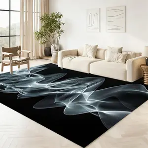 Abstract wave pattern soft flannel decorative carpet for living room and bedroom home, machine washable and colorfast, various sizes