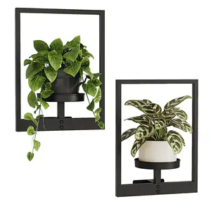2-Piece/3-Piece Frame-Style Wall Plant Stands - Metal Plant Wall Racks - Window Sill Plant Racks - Wall Plant Decorative Racks, Suitable for Living Room, Balcony, Garden, and Courtyard Decor