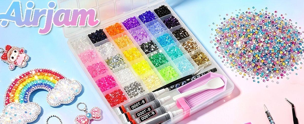 35000Pcs Jelly Rhinestones Bedazzling Kit, 30 Colors 3mm Flatback Rhinestones for Bedazzling with 4 Pcs B7000 Jewelry Glue & Tools，All-in-One Bedazzler Kit for Nail DIY Arts & Crafts Gifts