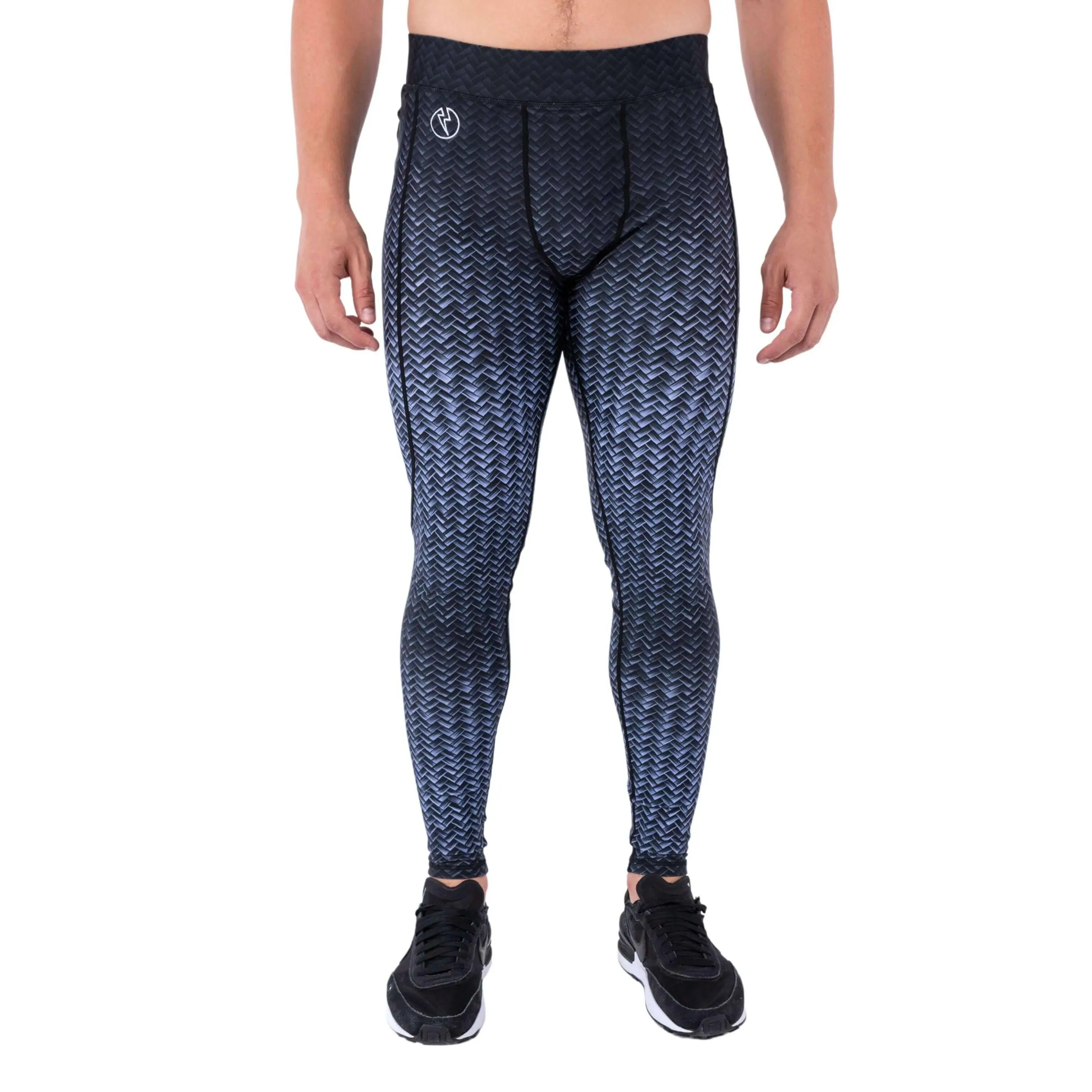 Kapow Meggings Carbon Fiber Print Men’s Leggings Activewear with Phone Pocket | Gym, Running, Cycling, Yoga & Fitness