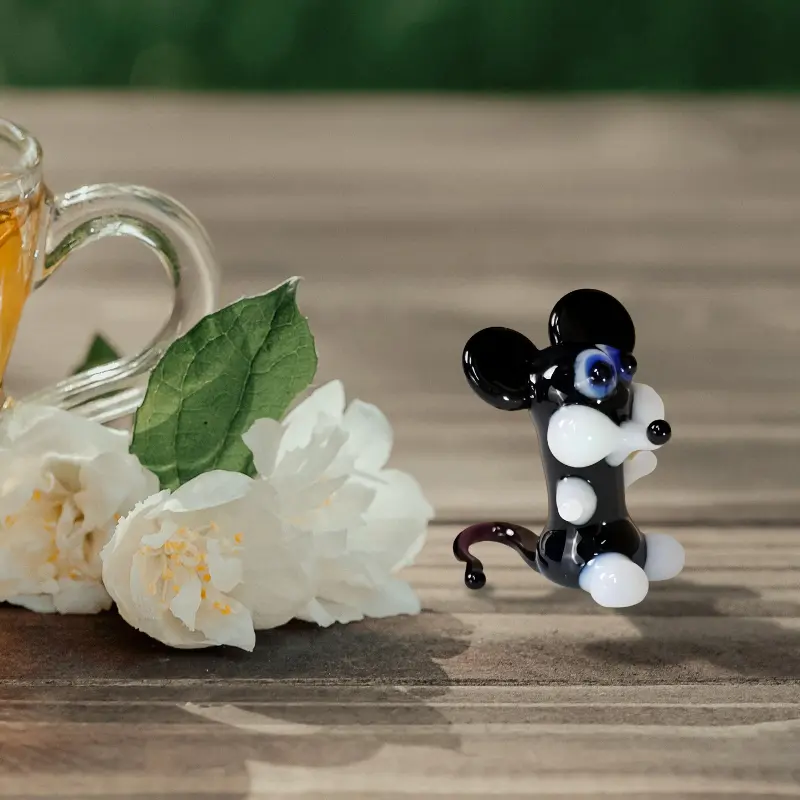 Black Mouse Figurine, Mini Glass Murano Quality Lampworking Glass Figurine, Hand Made In Ukraine, A Great Addition To Your Collection