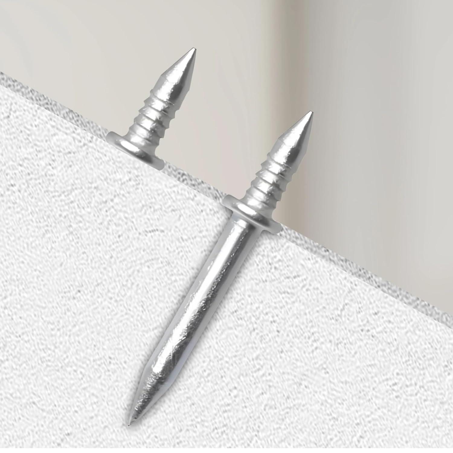 VAYWET 200pcs / 100pcs Double-Head Skirting Thread Seamless Nail Solid Wood Baseboard Screws Invisible Screws Nail with Specific Sleeve Tool Nails Hidden Traceless Sheep Horn Rustproof Masonry Nails Panel Pins Wall Nails For Skirting Lines Wood Veneer