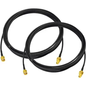 WiFi Antenna Extension Cable 2-Pack RP-SMA Male to RP-SMA Female Bulkhead Mount RG174 Cable 3m 10 feet for WiFi Router Security IP Camera Wireless Network Card Adapter
