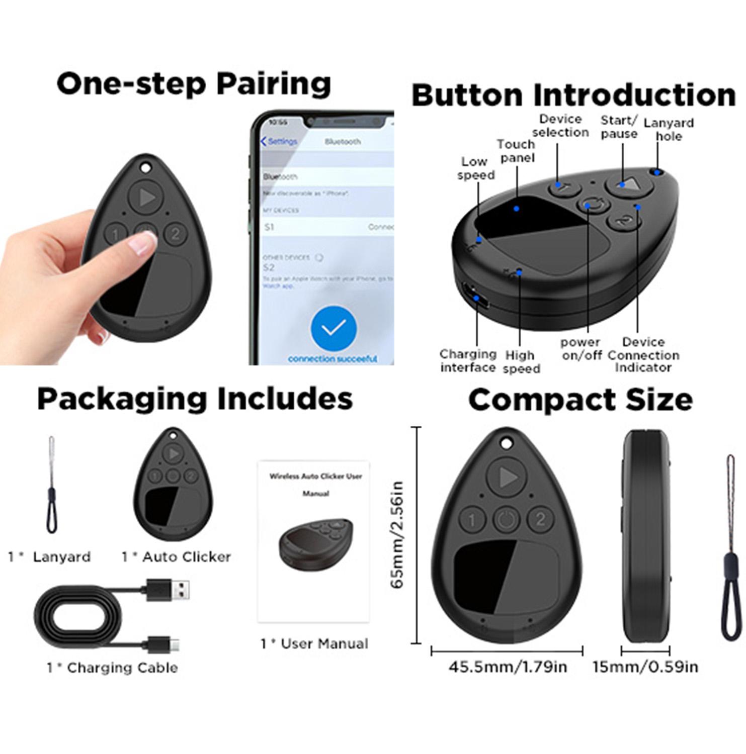 Wireless Bluetooth Auto Clicker for TikTok Live, Rechargeable Smart Tapper, Auto Follow & Like Tool