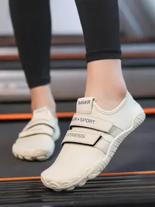 Unisex's Solid Color Velcro Sports Shoes, Casual Comfortable Breathable Gym Shoes, Breathable Workout Shoes, Training & Gym Shoes for Weightlifting & Squat Training