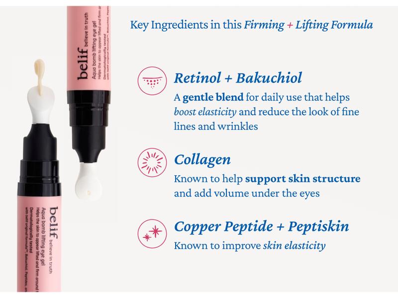 belif Aqua bomb lifting eye gel Retinol + Collagen + Peptide for Firming & Plumping | Hyaluronic Acid for Glowy Hydration | Niacinamide for Dark Circles | Korean Skin Care treatment, comfort, skincare, under eye serum, eye cream belif Aqua bomb lifting eye gel Retinol + Collagen + Peptide for Firming & Plumping | Hyaluronic Acid for Glowy Hydration | Niacinamide for Dark Circles | Korean Skin Care treatment, comfort, skincare, under eye serum, eye cream