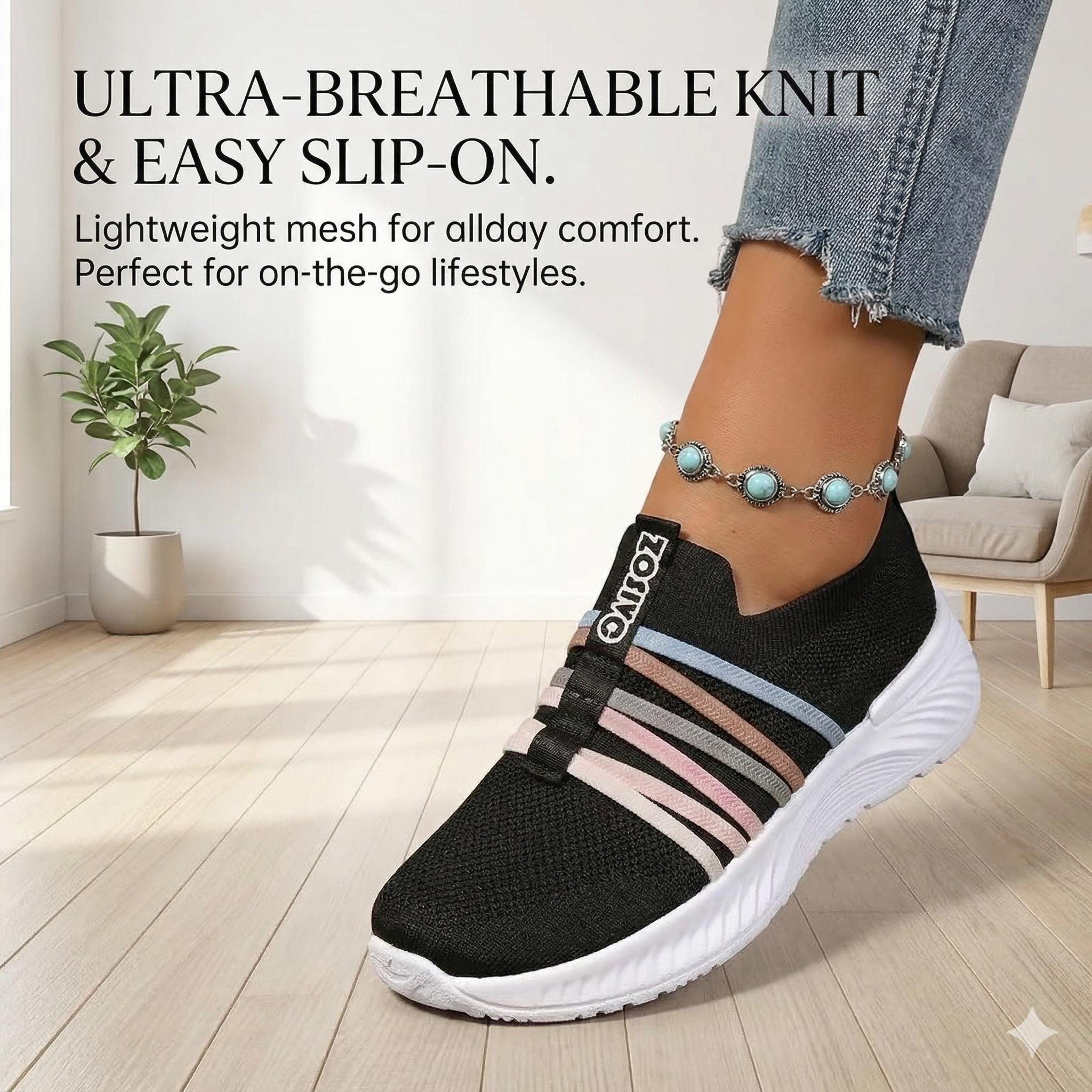 Walk on Clouds! Thick Sole Breathable Slip-On Sneakers | Casual Women's Knit Athletic Shoes