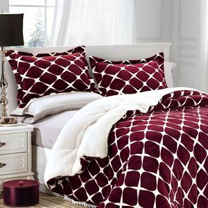 Elegant Comfort 3-Piece Bloomingdale Pattern Micro-Suede Sherpa Comforter Set - Ultra Soft and Cozy Reversible Bedding Set