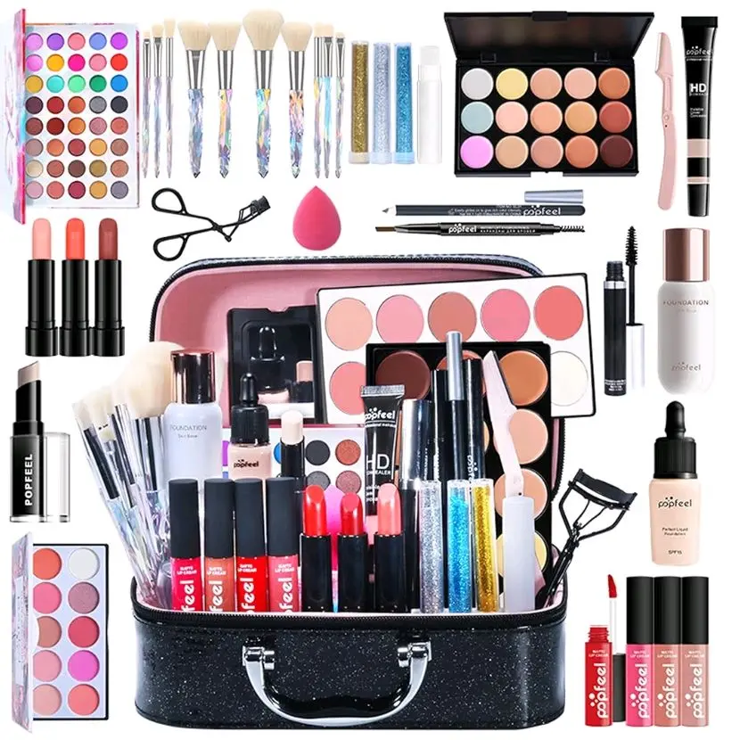 Makeup Set Cosmetic Essential Starter Bundle Include Eyeshadow Palette Lipstick Concealer Blush Mascara Foundation Face Powder - Makeup Kit for Women Full Kit