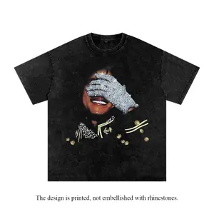 Diamond Glove Wash T-Shirt, MJ Inspired Rhinestone Graphic Crewneck, Vintage Pop King Style Pullover, Streetwear Sparkle Fashion Top, Unisex Retro Outfit