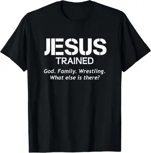 Jesus Trained Wrestling T-Shirt Pure Cotton Graphic Tees Menswear Top: Gifts for Men & Women