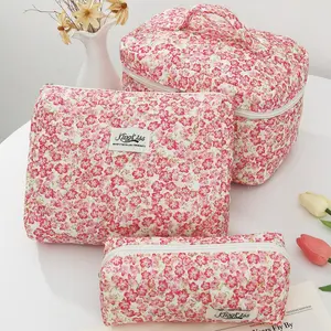 Floral Pattern Makeup Bag Set, Large Capacity Travel Cosmetic Storage Bag, Zipper Makeup Organizer Pouch, Versatile Storage Bag