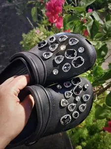 26pcs Sparkling Rhinestone Bling Shoe Charms, Y2K Water Drill Hole Shoes Accessories, Designer Jewelry Shoe Flowers for Women Gifts