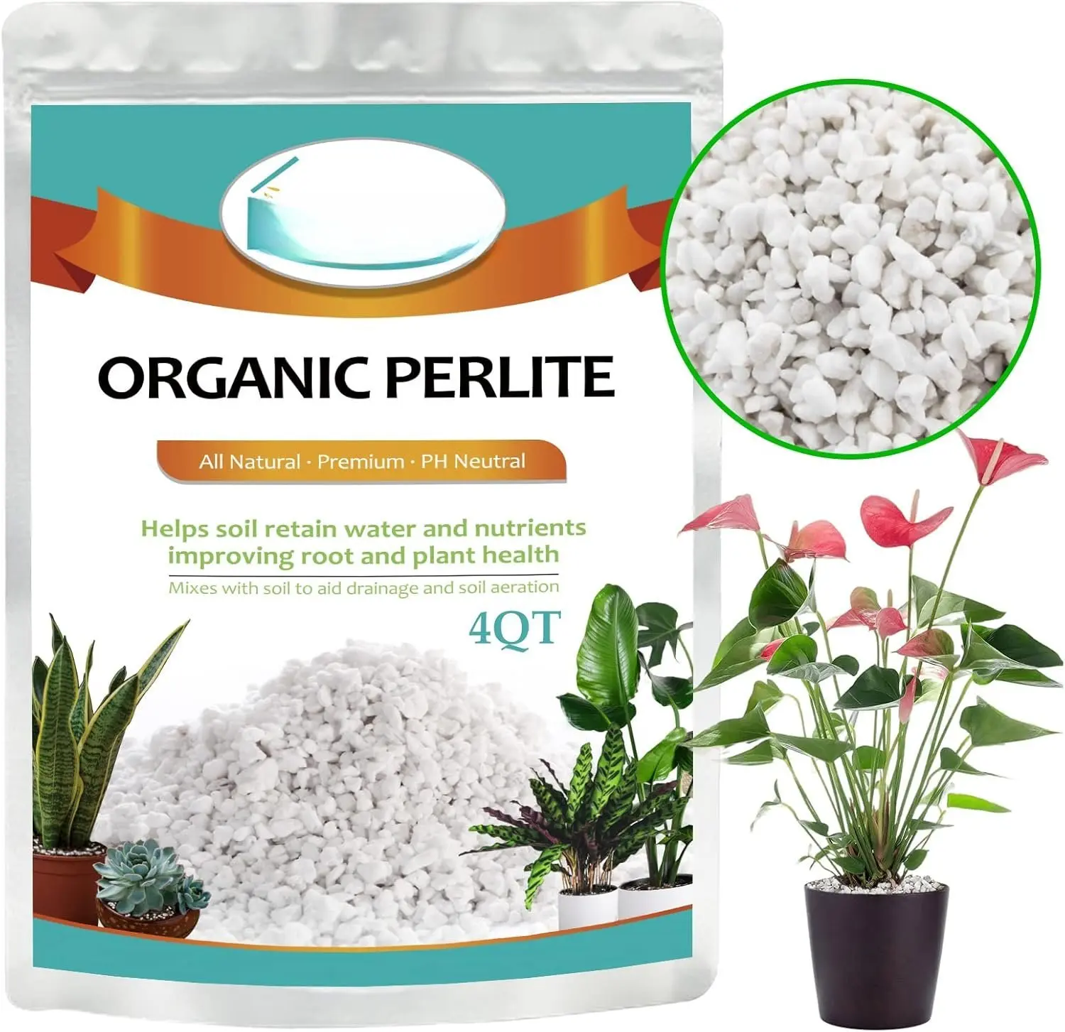 4 Quarts  Horticultural Perlite for  Indoor-  Horticultural Soil Additive Conditioner Mix for Improves Drainage, Ventilation and Root Growth