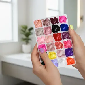 576-Piece Multi-Pack Stylish ABS Plastic Pre-Colors Full-Cover Glossy Short Round-Square Press-On Nails with Nail Adhesive for Women & Kids