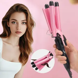 Portable 3-Tube Hair Curler, 1 Box Hair Curling Iron with 3 Counts Barrels, Hair Styling Tool for Home & Travel, Create a Wavy Hairstyle