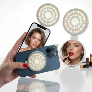【Summervibes】4-in-1 Magnetic LED Ring Light with Mirror & Phone Stand, 360° Rotatable & Extendable, Portable & Rechargeable