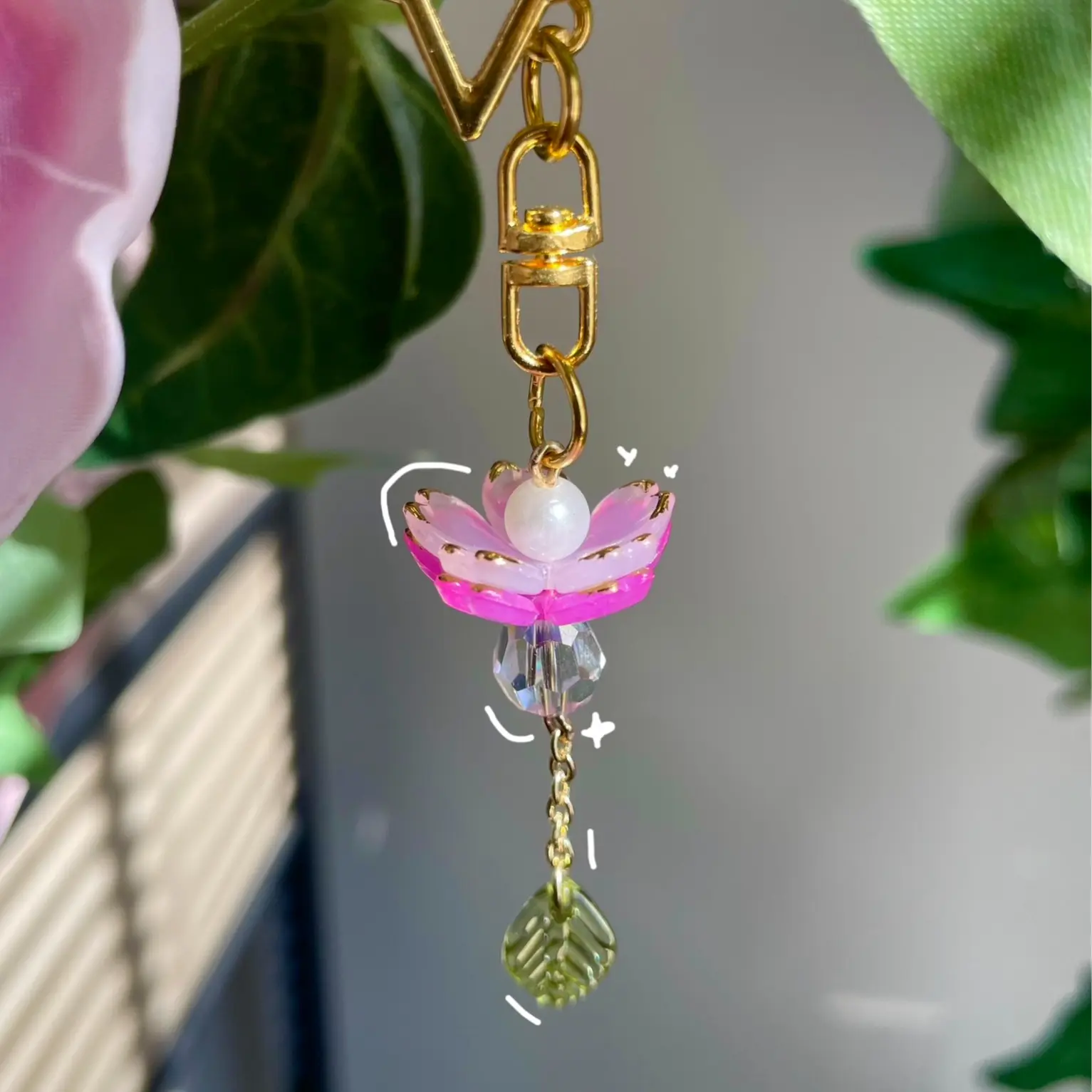 Lotus Ethereal Layered Flower Bubble Lily Pad Keychain