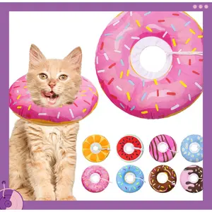 Cat Cone Collar Soft, Adjustable Cat Recovery Collars Spay Cones to Stop Licking, Cute Donut E Collar After Surgery, Anti-Lick Wound Healing Elizabethan Collar for Kittens (Donut Pink, Small)(Costume Sets)