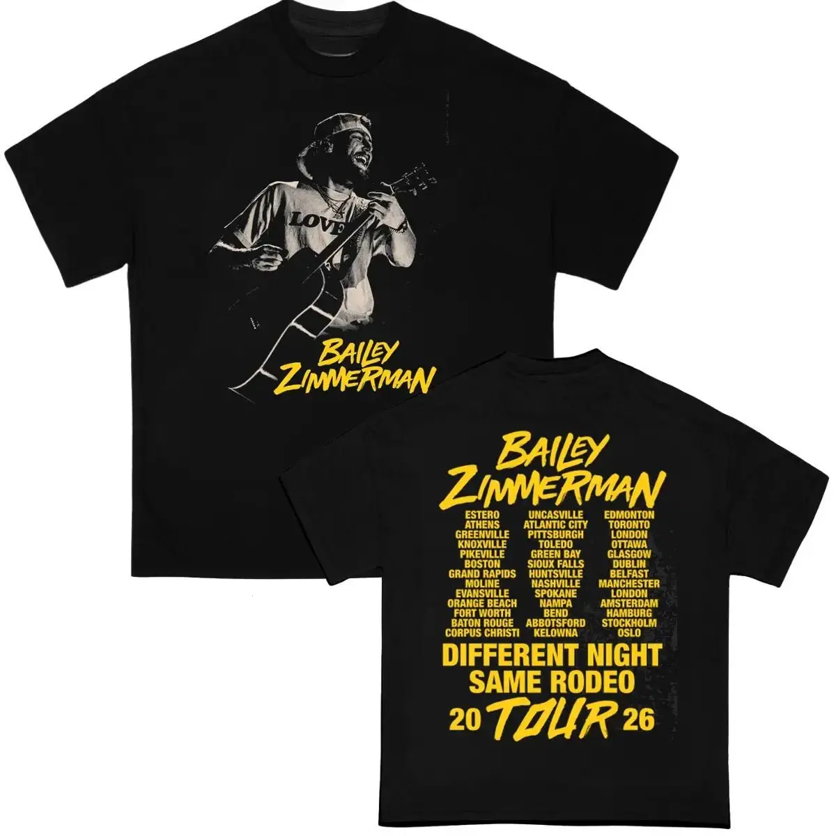 Buy Bailey Zimmerman Different Night Same Rodeo 2026 Tour Shirt – Rodeo & Country Music Concert Fan Merch, Western Graphic Tee