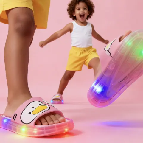 LED Light Up Slippers - Heel Activated Glow, Auto Color Changing & Flashing Mode Footwear pink house shoes Sporty Breathable Clogs Girl
