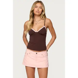 Ruelle Contrast Frill Tank Top