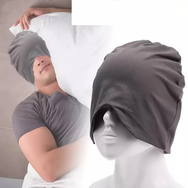 Sleeping hat with light blocking and windproof, soft and breathable full coverage, suitable for cold weather, camping, travel camping essential, cold weather gear, brimless design, fit and comfort, durable textile, hand washable, windproof headwear