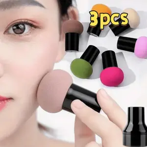 Three-piece mushroom beauty blender, Beauty Sponge - wet and dry puff, soft powder and black design, portable perfect base makeup, concealer and loose powder tools, high-quality beauty items