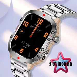 Multifunctional Men Business Smartwatch Flashlight 2.01 Inch HD Screen Fashionable Digital Watches Multiple Sports Modes Wireless Call Health Tracker Smart Watch Men