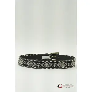 NOCONA BLACK WHITE AZTEC PRINT BELT- N210005501