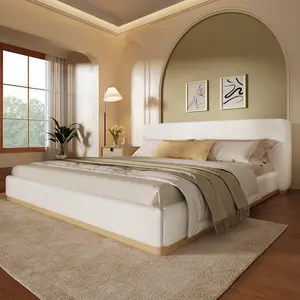 Elegant Upholstered Bed with Solid Wood Frame, Unlocking A New Experience of Comfortable Sleeping, Queen, White summervibes