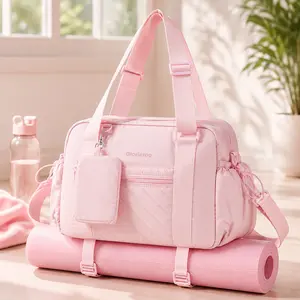 【On Sale】Small Puffer Gym Bag for Women, Lightweight Weekender Duffel Bag with Yoga Mat Holder, Wet Pocket, Coin Purse & Carry-On Design for Workout, Travel, Dance, Nurse & Daily Use