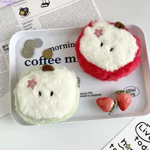 Cute Cartoon Green & Red Apple Plush Coin Purse, Creative Embroidery Storage Bag for Lipsticks, Earphones & Small Items, Soft Plush Material with Zipper Closure, Portable Mini Pouch Perfect for Daily Use, Travel, Gifts & Girls' Casual Accessories