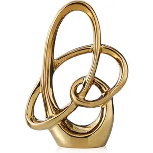 Modern  Knots Decor Ceramic Statue - Abstract  Accent & Tabletop Figurine for Living Room, Bedroom, Bathroom, Office, Shelf, Mantel - Wedding, Coffee Table, Dining Room Centerpiece Decoration