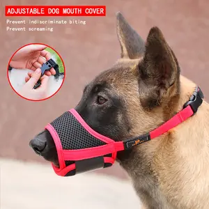 Dog Muzzle Adjustable Face Mask Breathable Mesh Dog Pet Supplies Muzzle Cotton Dog Muzzle Anti-Bite Anti-Eating