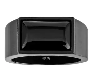 LYNX Men's Black IP Black Agate Ring