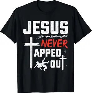 Wrestling Jesus Never Tapped Out Christian Wrestle Men Women T-Shirt Pure Cotton Graphic Tees Menswear Top: Gifts for Men & Women