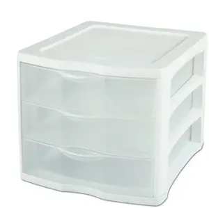 3 Drawer Unit Plastic, White Boxes Organiser