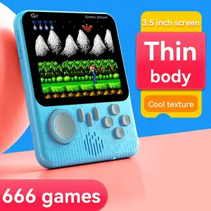 Hongic Game Box Handheld Game Console, Macaron Mini 666 in 1, 3.5 Inch Screen, 600mah Battery, Retro Gaming, Plug and Play, 1 Player/2 Player