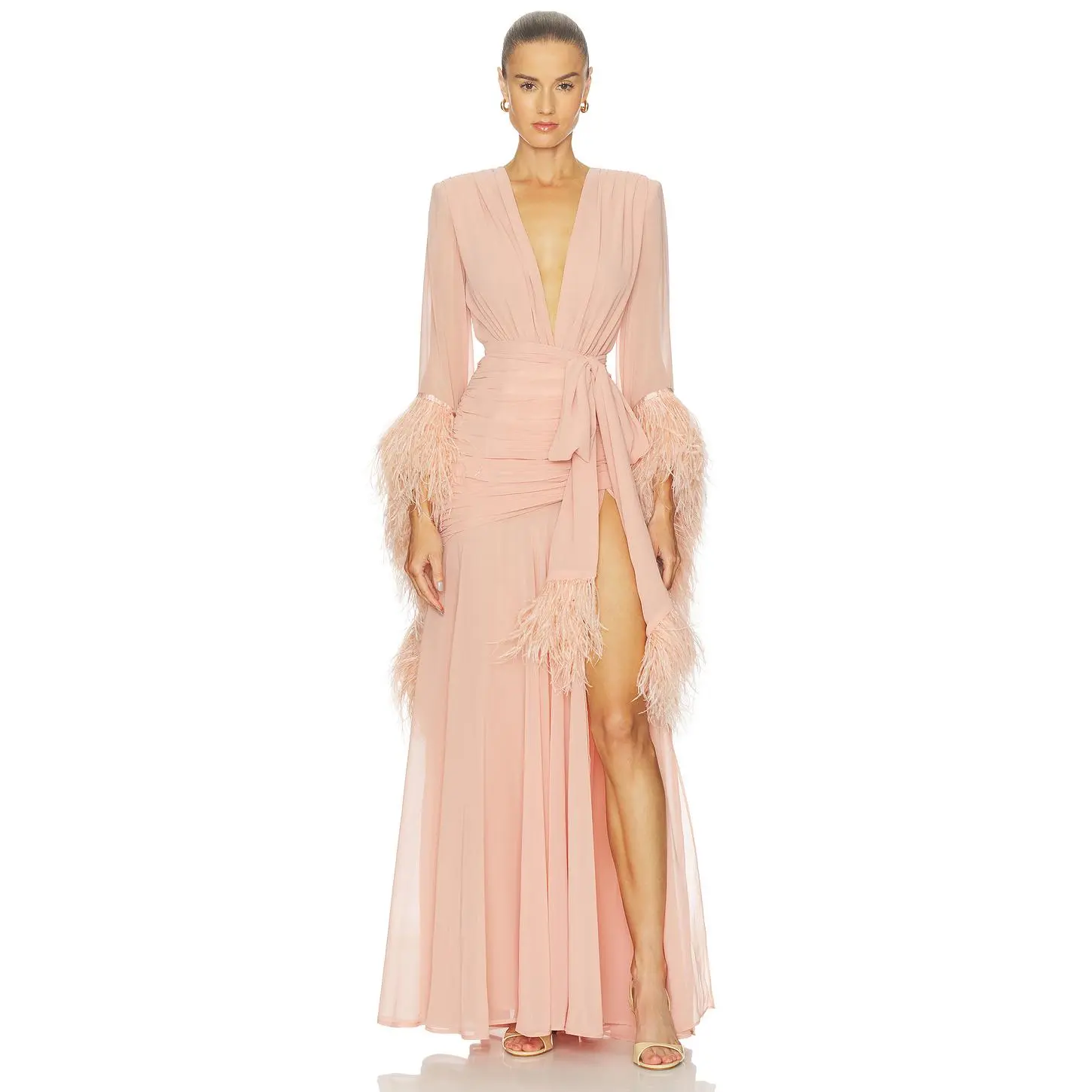 Bronx Banco Geisha Maxi Dress in Peach