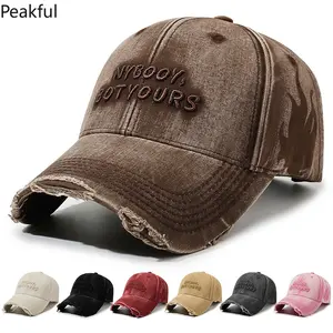 New European and American fashion washed old retro embroidered letter baseball cap men's and women's outdoor versatile sunshade cap