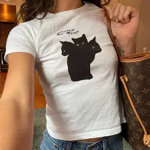 Deftones Black Cat Graphic Baby Tee, Vintage Band Style Slim Fit T-Shirt, Y2K Aesthetic Top, Unisex Streetwear Shirt