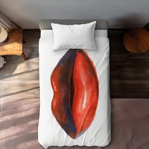 360 Stand Breathable Twin Size Microfiber Duvet Cover Set, Red Lipstick Fashion Women's Bedding - Essential Home Decor Textile Linen, Breathable Duvet Set, Microfiber Bed Set