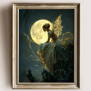 Woodland Fairies Wall Art – Celestial Fairy Dance Poster, Dark Cottagecore Whimsical Print, Fae Witchy Moody Home Decor, Room Decor, Unframed