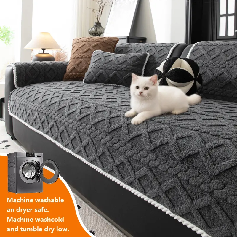 1pc Soft Plush Sofa Cover, Sofa Couch Covers, Durable Pet-Friendly Seat Pad, All-Season Universal Sofa Protector, Fits Armchair, Twin, and Triple Seater