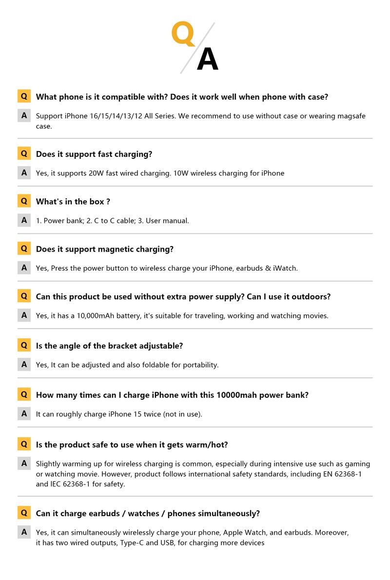 3-in-1 Foldable Wireless Power Bank, 10000mAh Magnetic Power Bank with Adjustable Phone Stand, Fast Charger, Portable Wireless Charger with Digital Display for iPhone 17 / 16 / 15 / 14 / 13 / 12 Series & Earbuds & Apple Watch